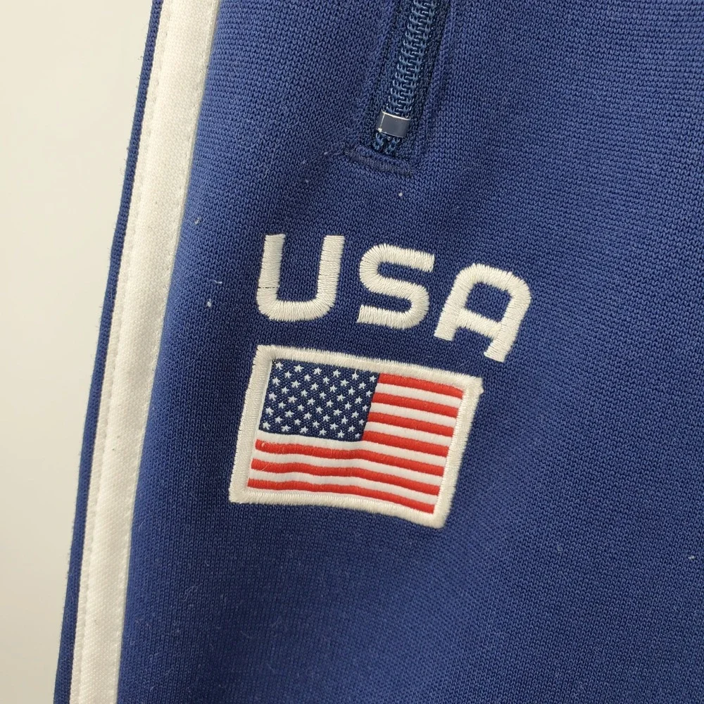 Vintage Adidas Team USA Track Pants Blue White Stripes Mens Large Olympic Sporty